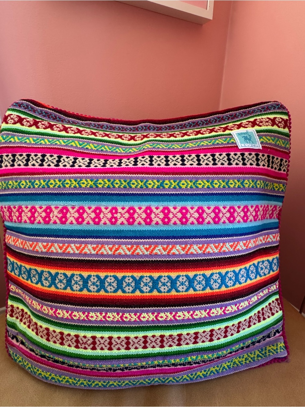 Olive & Cocoa Flower Boy Pillow with Donkey and Flowers - Picture 3 of 5